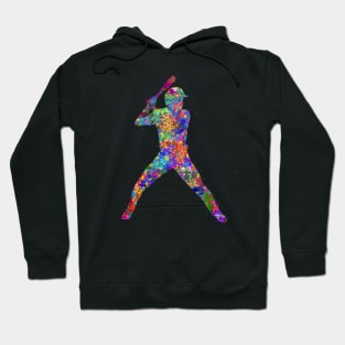 Baseball batting watercolor art Hoodie